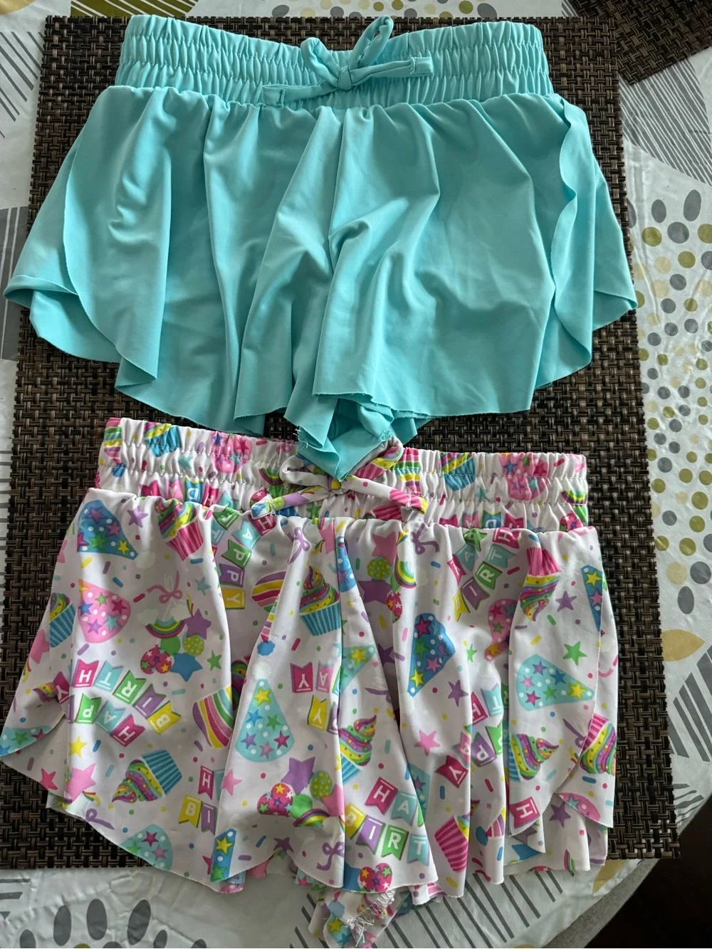 Kids Turquoise Ruffle Shorts & Birthday shorts